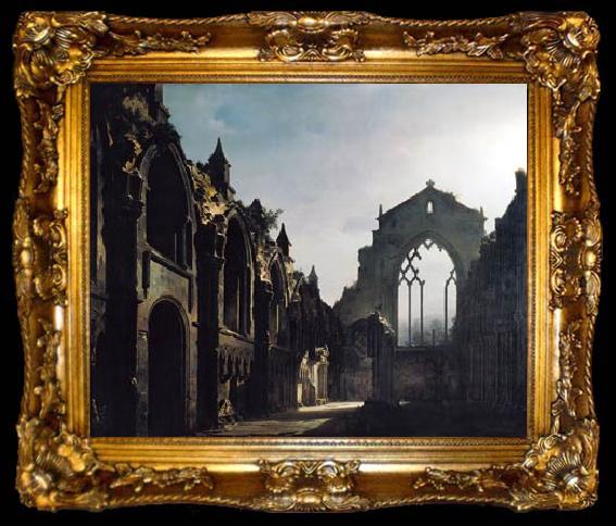 framed  louis daguerre Ruins of Holyrood Chapel by Louis Daguerre, ta009-2